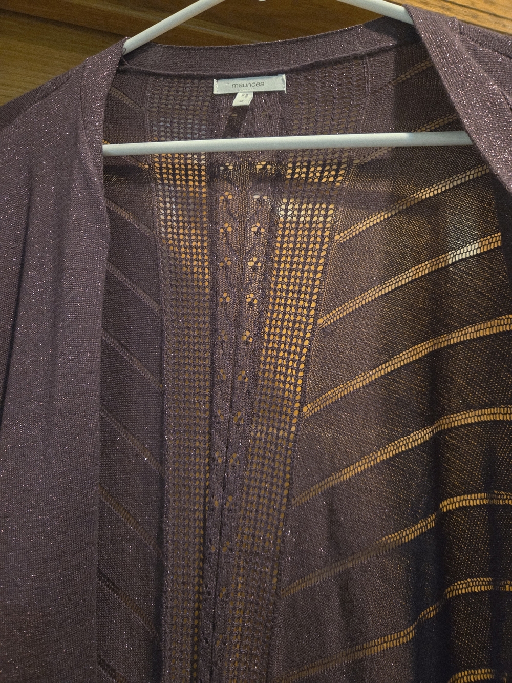 Maurices Plum Open-Front Glitter Knit Cardigan - Picture 5 of 15
